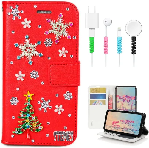 Vista 9 de Bling - Funda tipo cartera compatible con Samsung Galaxy S23 Ultra, elegante - Funda de cuero con diseño de lazo hecho a mano en 3D con protector