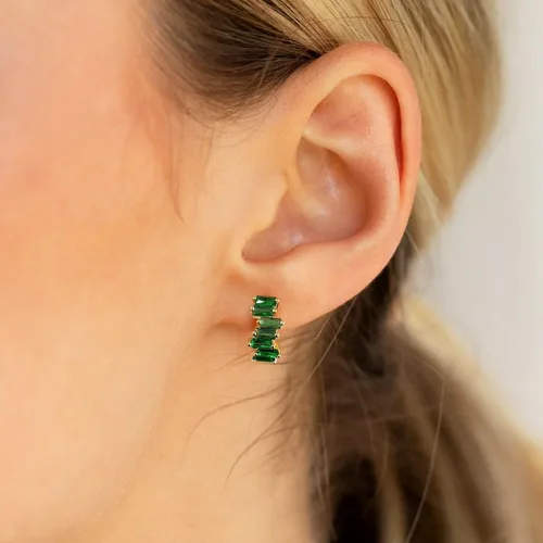 Vista 2 de Me&Hz Aretes de aro pequeños chapados en oro de 14 quilates, hipoalergénicos, con circonita cúbica, para mujer