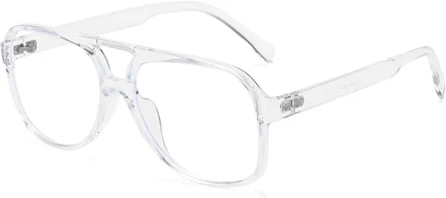 Vista 8 de Gafas de aviador retro con luz azul para mujeres y hombres de los años 70, gafas de piloto con marco de gran tamaño, antifatiga ocular