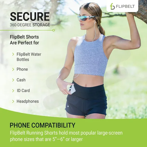 Vista 3 de FlipBelt - Pantalones cortos de running para mujer