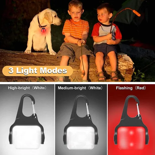 Vista 2 de Dog Lights for Night Walking, Clip on Dog Collar Light - 3 Modes, USB-C Rechargeable, IP65 Waterproof, LED Safety Light for Running, Camping