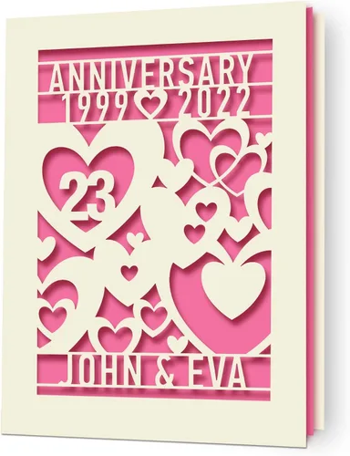 Vista 9 de EDSG Tarjeta de aniversario para parejas, tarjeta de felicitación personalizada con cualquier nombre y fecha para mujeres, esposa, para ella, tema