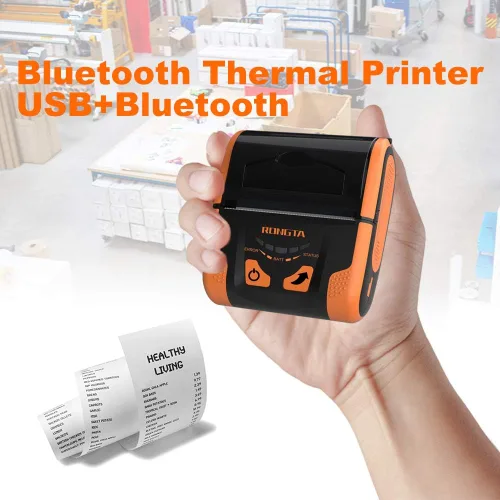 Vista 3 de Impresora POS portátil Rongta de 80 mm, impresora térmica móvil de recibos, conexión USB y Bluetooth, compatible con teléfono Android,