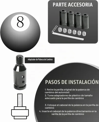 Vista 3 de YAKEFLY - Conector universal de cambio de marchas, adaptador de palanca de cambios automático de aluminio, engranaje manual no roscado M12x1.25 Negro