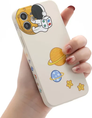 Vista 34 de Yonds Queen para iPhone 7 Plus / 8 Plus, linda funda con diseño de astronauta de dibujos animados, elegante parachoques de TPU suave, protectora