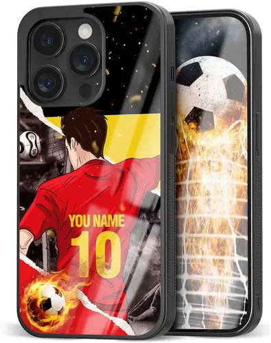 Vista 34 de Fundas personalizadas con nombre y número de fútbol para iPhone 11, 12, 13, 14, 15, 16, 17, 16 Pro Max Plus Mini, Samsung Galaxy Note10 Note20 S8 9