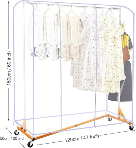 Vista 4 de Ruibo Funda Transparente para Perchero de Ropa, Funda para Perchero de Ropa con 2 Cremalleras Duraderas/Ropa Impermeable, Protector a Prueba