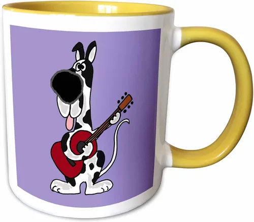 Vista 12 de All Smiles Arte Música – Gran danés arlequín tocando la guitarra – Tazas, Negro/Blanco