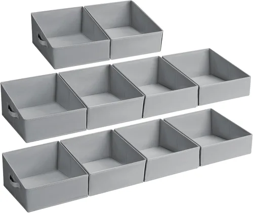 Vista 46 de DIMJ Contenedores de almacenamiento trapezoidales para ropa, 4 paquetes organizadores de armario y cestas de almacenamiento, cestas plegables