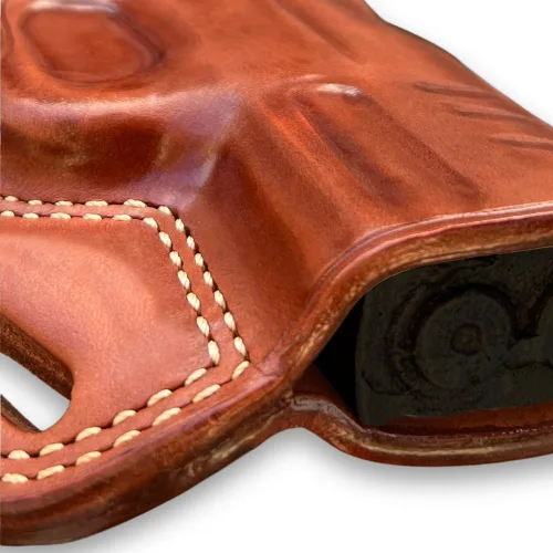 Vista 3 de Premium The Ultimate - Funda de piel para cinturón OWB para panqueques, parte superior abierta, se adapta a Hellcat Pro Compact de 3.7 pulgadas.
