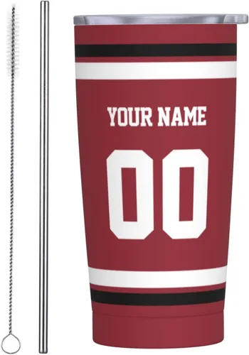 Vista 23 de Arizona - Vaso aislado personalizado con número de nombre, vasos de fútbol personalizados con pajita, taza de viaje personalizada para café, regalos