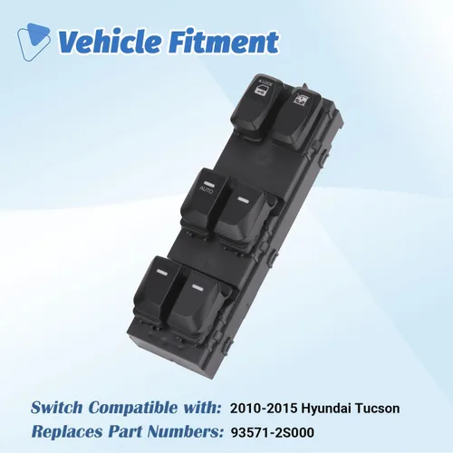Vista 2 de Master - Interruptor de ventana eléctrica para Hyundai Tucson 93571-2S000 2010-2015 Control lateral delantero izquierdo del conductor, reemplaza