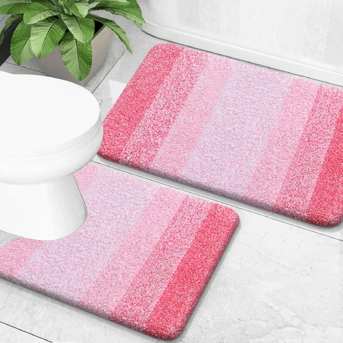 Vista 45 de OLANLY - Juego de tapetes para baño de 2 piezas, de microfibra, suaves y absorbentes, antideslizantes, lavables a máquina y para secadora, felpudos