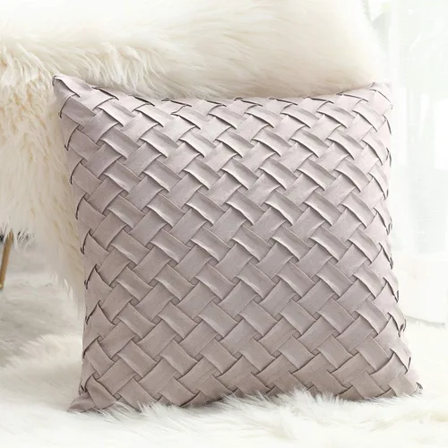 Vista 33 de vctops Funda de Almohada Decorativa con Patrón de Tejido de Canasta Boho, Gamuza Súper Suave, Funda de Cojín de Acento Cuadrada Sólida para Sillón