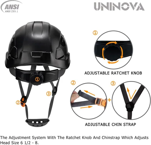 Vista 3 de Hard Hat Construction OSHA Safety Helmet 6 Pt Suspension Adjustable Suspension Cascos De Construccion
