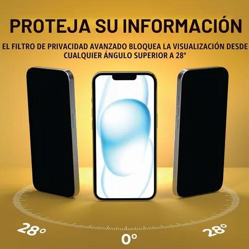 Vista 2 de DEWALT Paquete de 2 protectores de pantalla de privacidad resistentes para iPhone 13 Pro Max/14 Plus, protección de sensor, compatible con isla