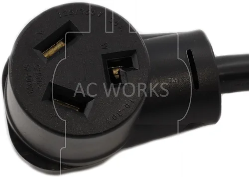 Vista 4 de AC WORKS Adaptador de salida de pared para secadora de 30 amperios y 4 clavijas (para enchufe de secadora de 30 A de 3 clavijas)