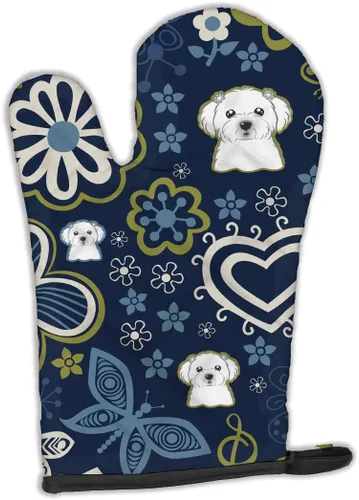 Vista 35 de Caroline's Treasures BB5095OVMT - Manopla de horno con diseño de flores azules afganas, resistente al calor, grueso para sartenes calientes y horno