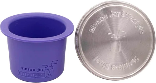Vista 20 de Mason Jar Lifestyle Taza divisora para ensaladas, salsas y aperitivos. Contenedor de almuerzo Bento sin plástico (gris carbón, boca normal)