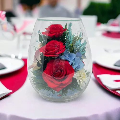 Vista 9 de Fiora Flower Rosas preservadas y arreglo floral en jarrón de vidrio sellado Dura hasta 5 años Regalo elegante para bodas, cumpleaños y Brisa
