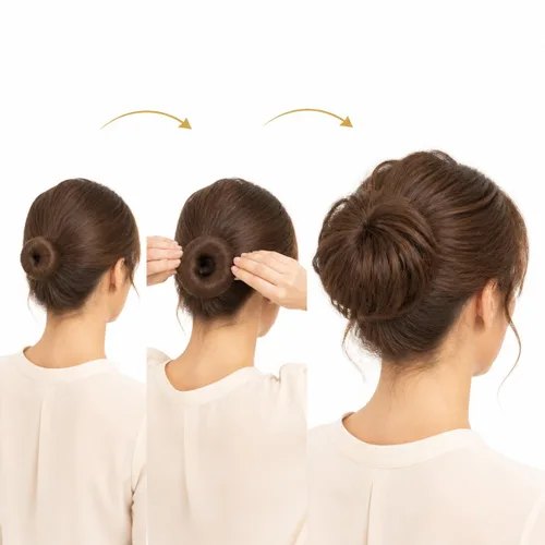 Vista 32 de Moño de Cabello Humano 100%, Moño Desordenado Pieza de Cabello Extensiones de Cabello Humano Real Moño de Cabello Rizado Natural Piezas de Cabello