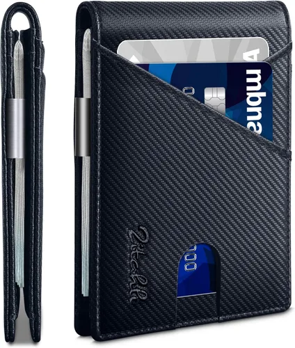 Vista 58 de Zitahli - Billeteras delgadas RFID para hombres, billetera de cuero flexible con clip de dinero, cartera minimalista con bolsillo frontal