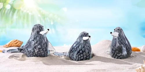 Vista 6 de EUSTUMA Figura de sello de vidrio soplado a mano, animal marino para acuario de pecera, colección de animales marinos para regalo de cumpleaños