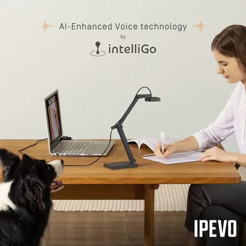 Vista 6 de IPEVO V4K PRO Cámara de documentos USB Ultra HD con micrófono mejorado con AI, para visualización en aula, enseñanza en línea, trabajo desde casa