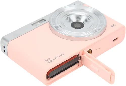 Vista 7 de Luqeeg Cámara digital 4K, cámara IPS HD de 2.88 pulgadas con enfoque automático AF, zoom digital, luz de relleno LED, rosa, compacta, 50 MP