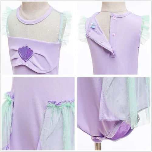 Vista 4 de Vestidos de princesa para niñas pequeñas, disfraz de mameluco para cumpleaños, Navidad, Halloween con diadema de 0 a 18 meses