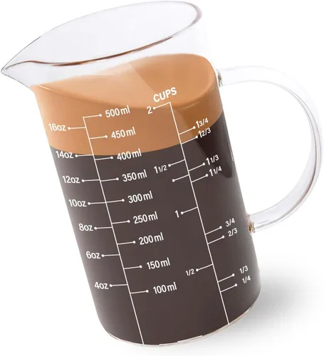 Vista 15 de Newness Taza medidora de vidrio con asa, 10.1 fl oz (0.3 litros, 1 1/4 taza) taza medidora con tres escalas (OZ, taza, ML/CC) y pico en forma de V