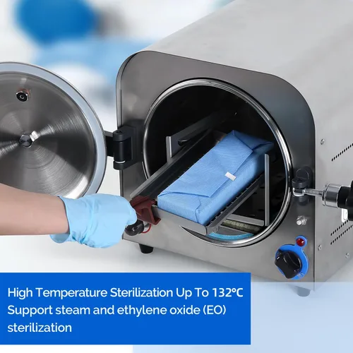 Vista 2 de JMU Envoltura de esterilización autoclave CSR de 12 x 12 pulgadas, 50 piezas SMMS no tejidas, esterilización con vapor y EO, almohadillas azules