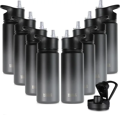 Vista 23 de HASLE OUTFITTERS Botella de agua aislada de 16 onzas para niños, botella de agua de acero inoxidable de doble pared al vacío, a prueba de fugas