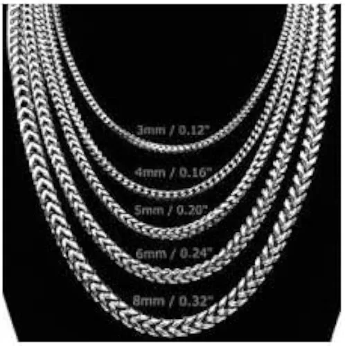 Vista 5 de Verona Jewelers Collar de cadena Franco de plata de ley 925 para hombre de 0.118in, 0.217in, collar y pulsera de eslabones cuadrados de rodio Franco