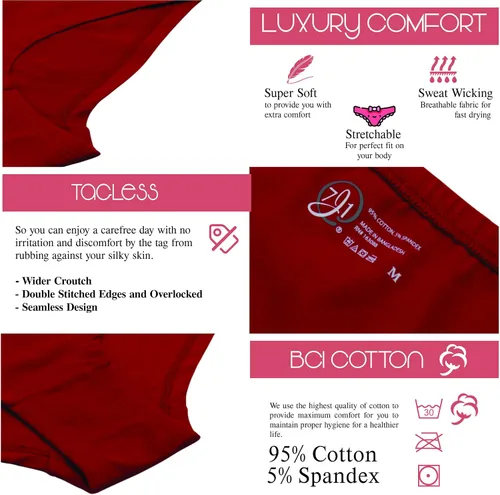 Vista 3 de 7J1 Bragas hipster para mujer paquete de 5 unidades ropa interior de algodón sin costuras con cordones elásticos ropa interior hipster para mujer