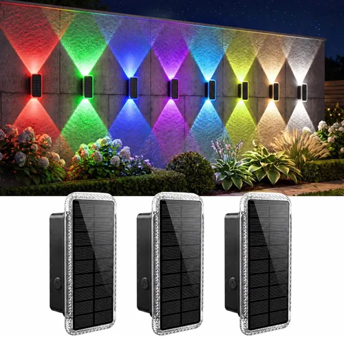 Vista 14 de vighep Paquete de 8 luces solares para valla al aire libre, luces de pared Negro