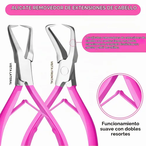 Vista 2 de Beauty & Crafts Herramientas de extensión de cabello, juego de alicates de acero inoxidable para microcuentas, 1 aguja de ganchillo, 1 gancho