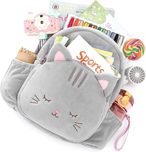 Vista 37 de Lazada Mochila para niños pequeños, juguetes de animales de peluche, mochila pequeña, color gris, 9.5 pulgadas