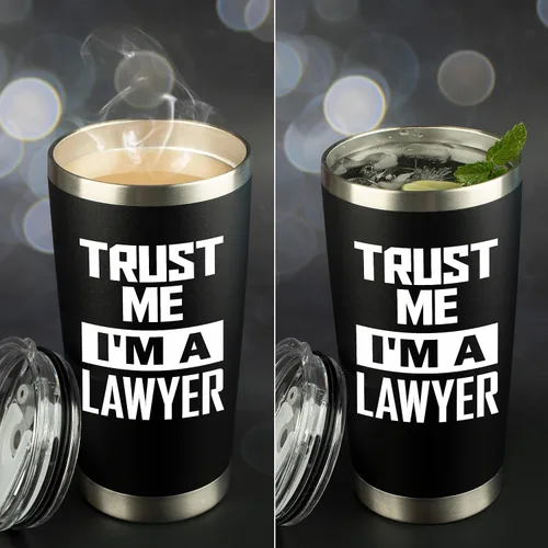 Vista 8 de Regalos de abogado para hombres Trust Me I'm a Lawyer Vaso de viaje de acero inoxidable grabado con láser de 20 onzas, regalo de Navidad