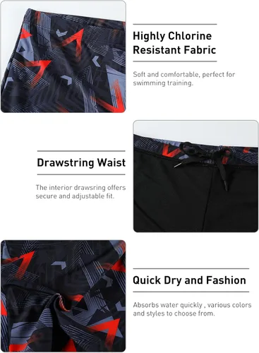 Vista 2 de K898 Men's Square Leg Swimming Jammer Shorts UPF50+,Men Swimsuit Swim Jammers Fabric Shape Retention