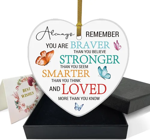 Vista 11 de REWIDPARTY Adorno floral de primo, placa de recuerdo para árbol de Navidad, regalo de graduación, cumpleaños, para mujeres y hombres, adorno