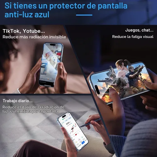 Vista 3 de Uyiton - Protector de pantalla anti-luz azul para iPhone 15