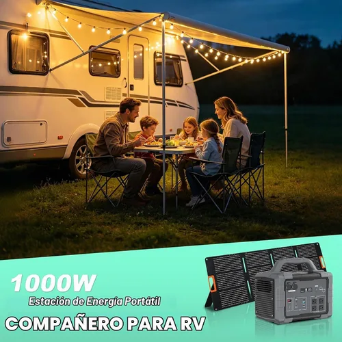 Vista 6 de 1000W Portable Power Station 1024Wh LiFePO4 for Outdoor & Home Gey+200W Solar Panel