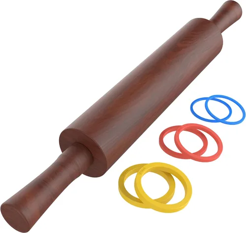 Vista 12 de Rodillo de madera, rodillo de masa de 17 pulgadas para hornear con 4 Beige