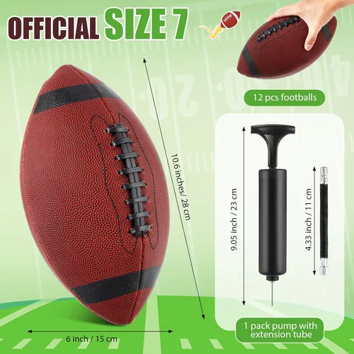 Vista 2 de Jerify 12 unidades de fútbol de cuero compuesto, tamaño oficial, pelota de fútbol inflable a granel con bomba para interiores y exteriores
