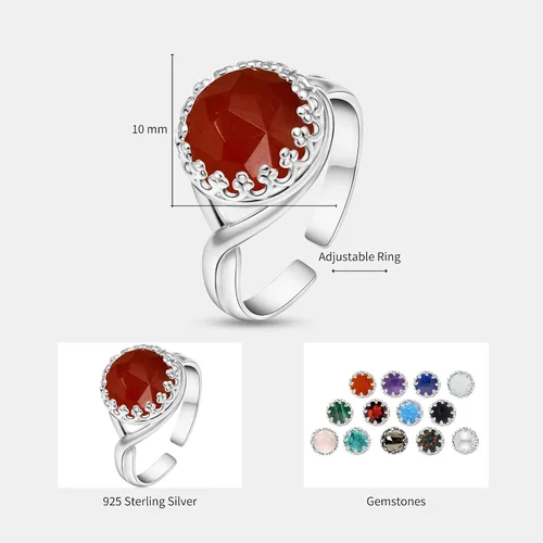 Vista 55 de 925 Sterling Silver Gemstone Rings for Women - Anniversary Rings for Women - Sterling Silver Rings for Women - Dainty Sterling Silver Rings