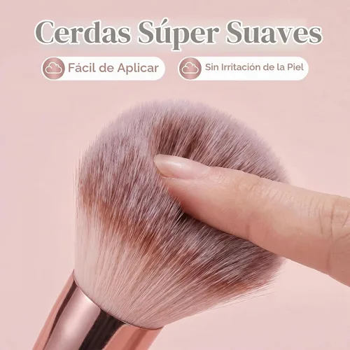 Vista 4 de BS-MALL - Set de brochas de maquillaje con espejo LED, 14 piezas, base en polvo, correctores, sombras de ojos, mini brochas de maquillaje (APINK)