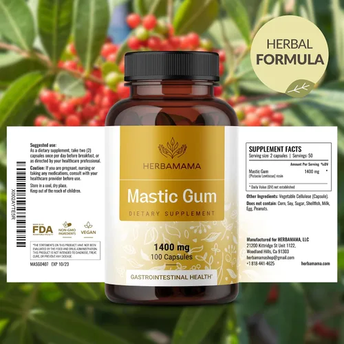 Vista 7 de HERBAMAMA Cápsulas de goma mastica - Apoyo intestinal y digestivo