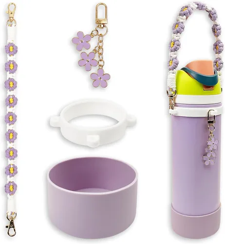 Vista 7 de Juego de fundas de silicona para botella de agua Owala de 24 oz, 32 oz, 40 oz - Incluye funda antideslizante y correa con asa para botella de agua