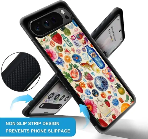 Vista 1760 de Compatible con Google Pixel 4A 5G Mobile Case Creative Acrylic Panel trasero Silicona Protección Grip especialmente diseñado para Google Pixel 4A 5G